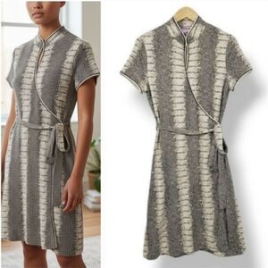 Vintage Vivienne Tam Silk Blend Slinky Jersey Knit Wrap Dress in Snakeskin Print